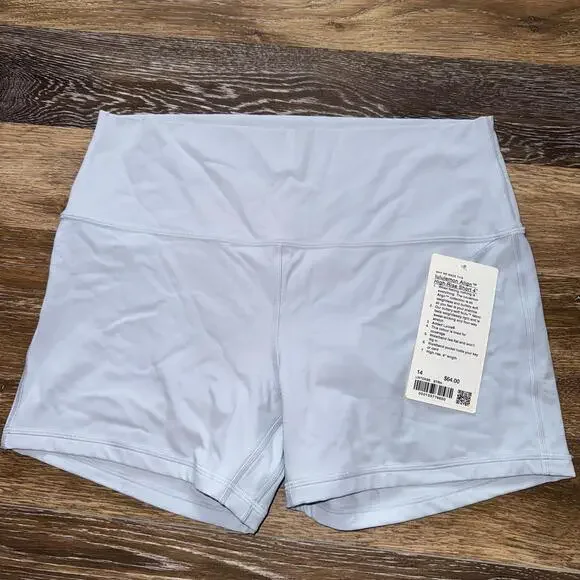 Lululemon Align Biker Short High Rise 4” Double Lined Starch Blue Size 14 NWT